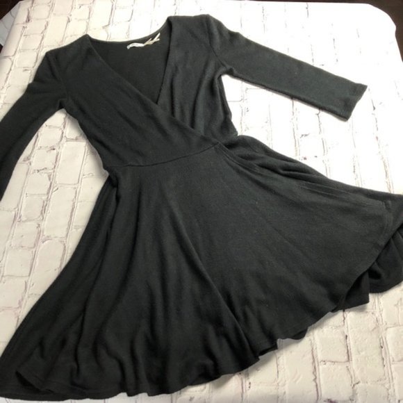 Urban Outfitters Dresses & Skirts - UO Kimchi Blue black faux wrap skater dress XS